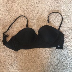 Bustier style black bikini top